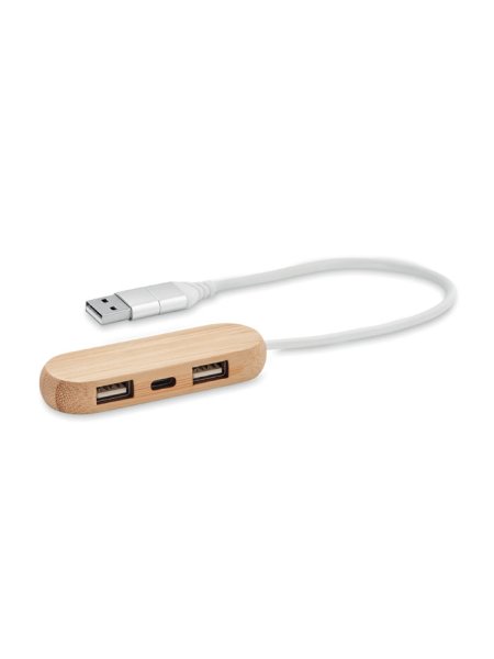 Hub USB 3 ports  câble 2 en 1