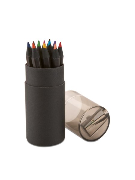 12 crayons de couleurs noirs